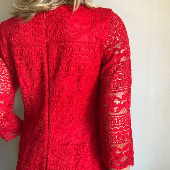 NWT ELIZA J. Red Lace Sheath Cocktail Dress - Picture 5 of 8